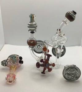 Covid Molecule 14mm Recycler Rig Set from Bingersinc Glass