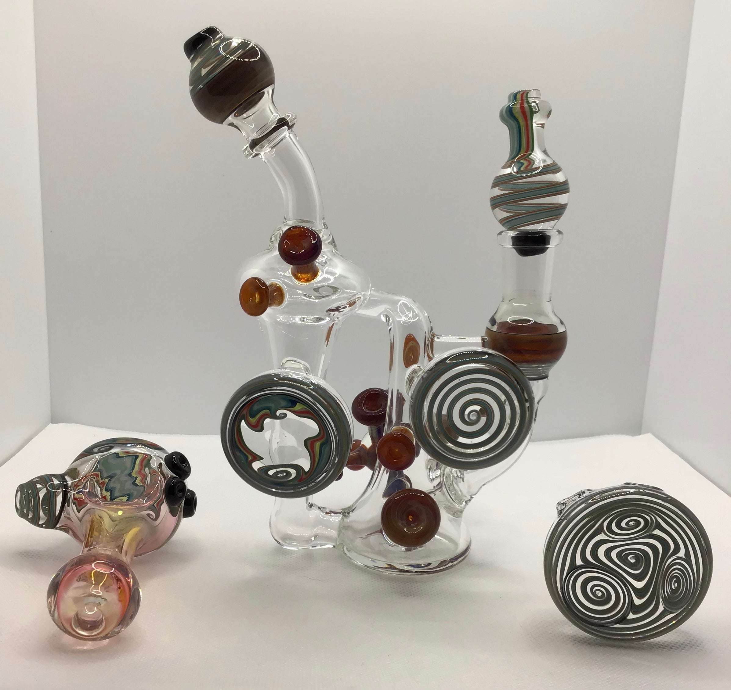 Covid Molecule 14mm Recycler Rig Set from Bingersinc Glass