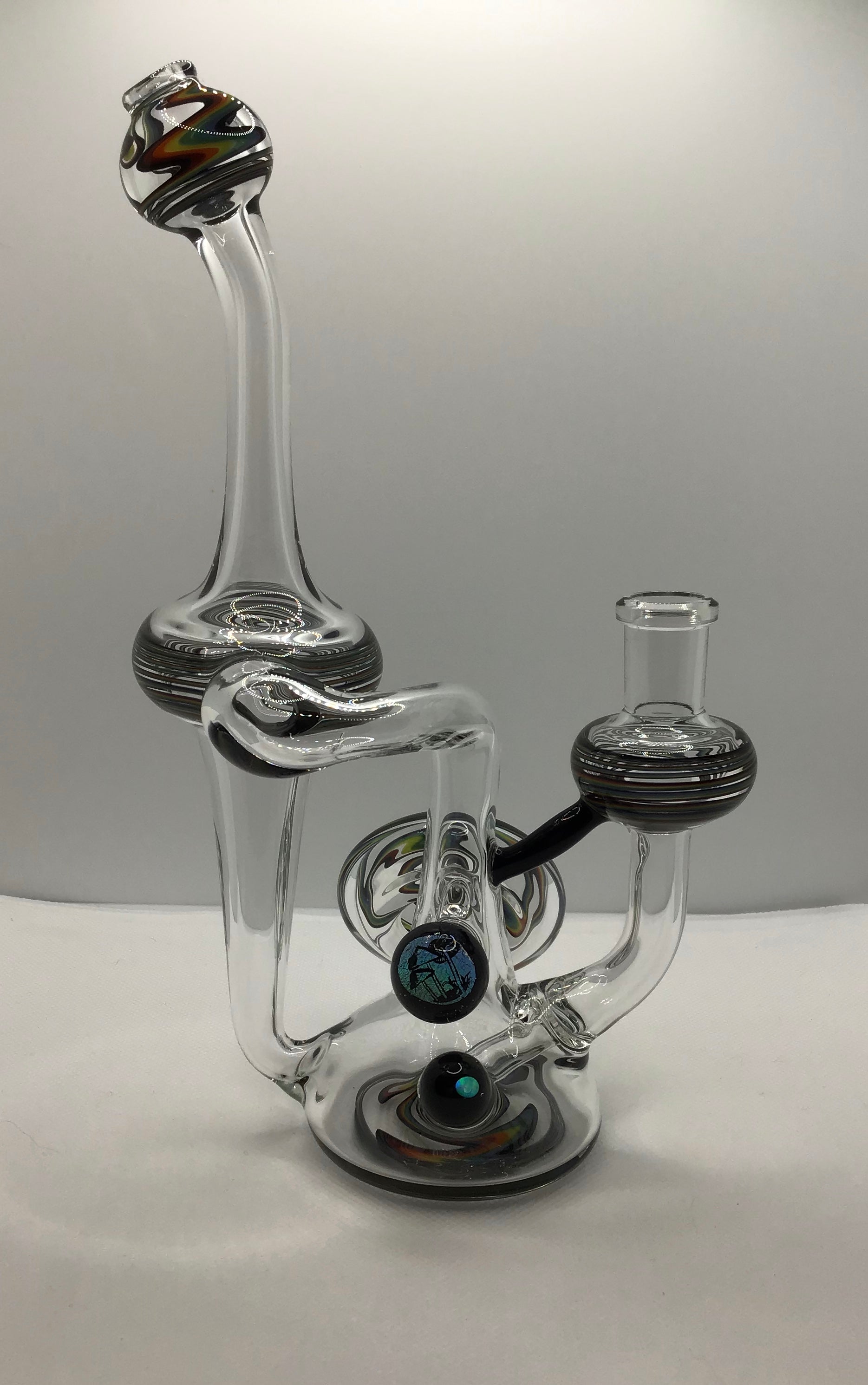 14mm Wig Wag Mushroom Bubble accent recycler by Bingersinc Glass