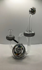 14mm Wig Wag Mushroom Bubble accent recycler by Bingersinc Glass