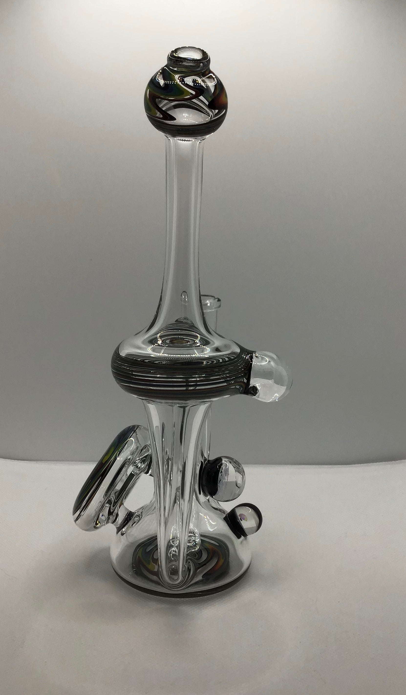 14mm Wig Wag Mushroom Bubble accent recycler by Bingersinc Glass