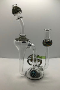 14mm Wig Wag Pitbull accent with opal recycler Bingersinc Glass