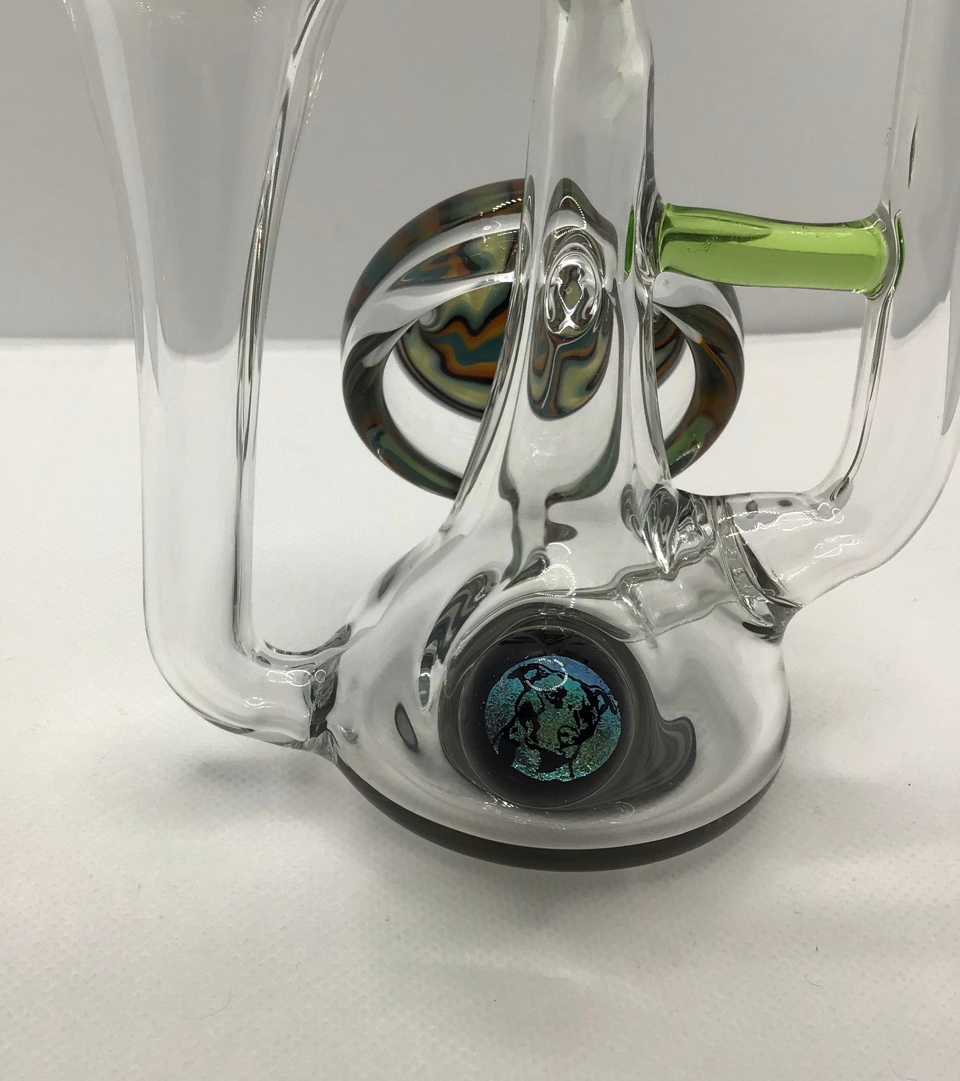 14mm Wig Wag Pitbull accent with opal recycler Bingersinc Glass