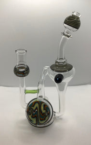 14mm Wig Wag Pitbull accent with opal recycler Bingersinc Glass