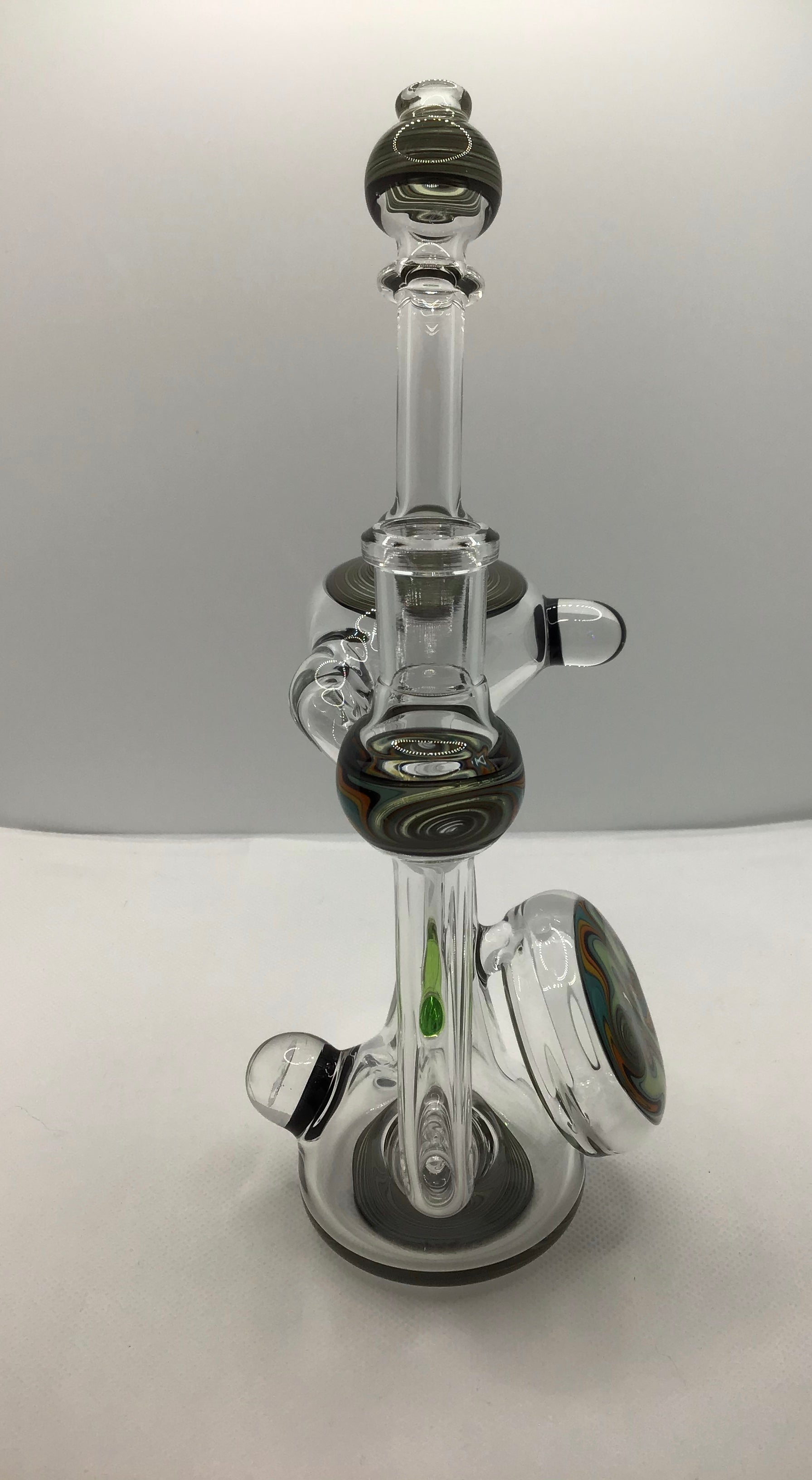 14mm Wig Wag Pitbull accent with opal recycler Bingersinc Glass