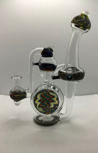 14mm Wig Wag opal drop recycler by Bingersinc Glass