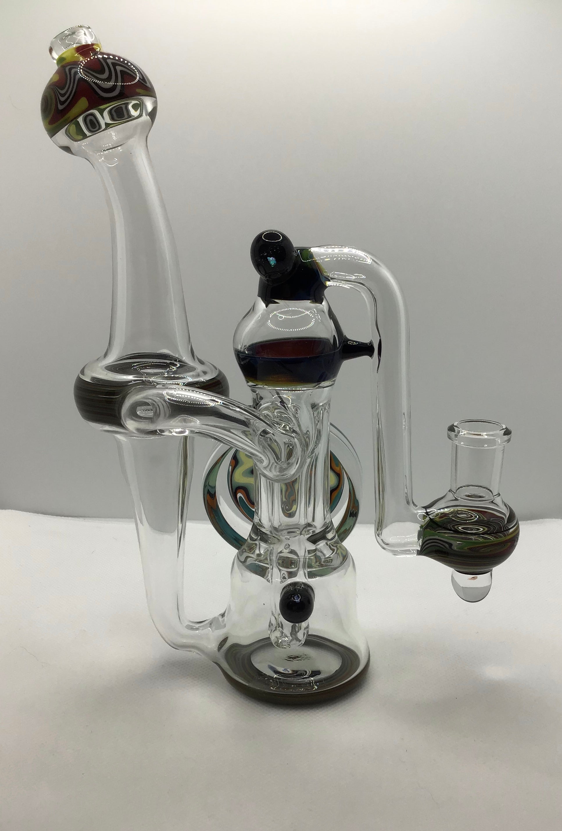 14mm Wig Wag opal drop recycler by Bingersinc Glass