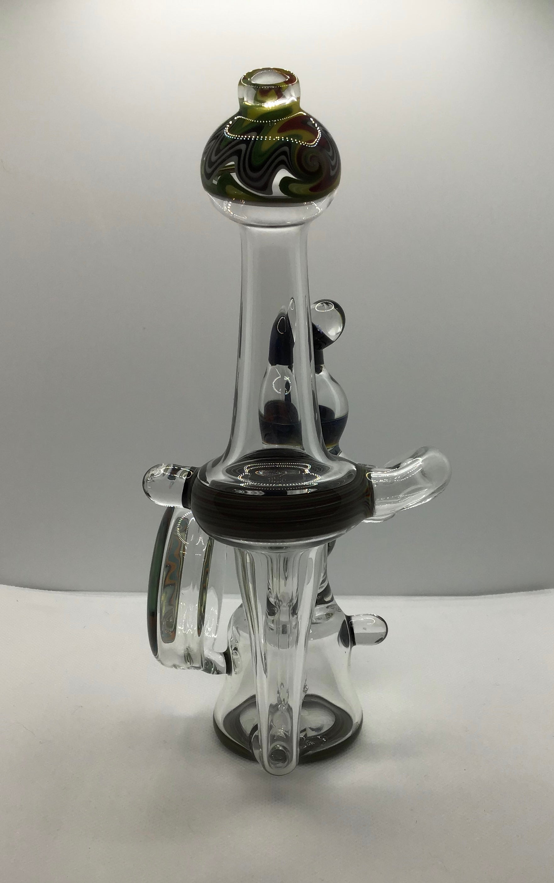 14mm Wig Wag opal drop recycler by Bingersinc Glass