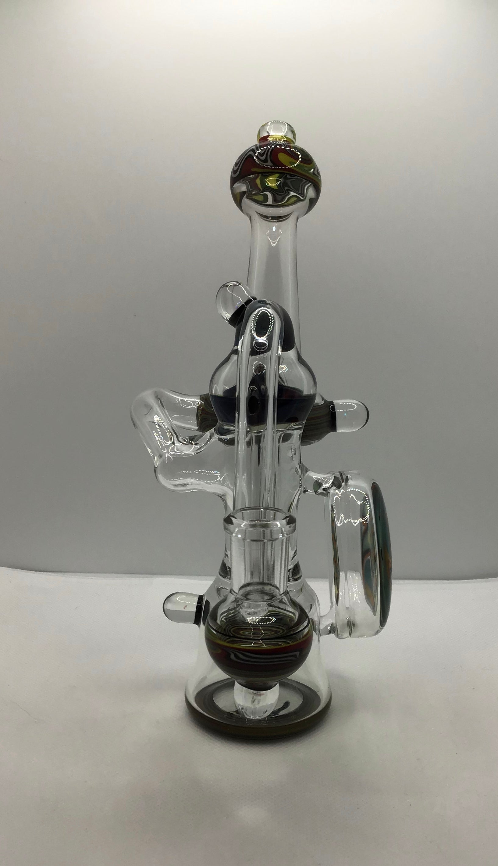 14mm Wig Wag opal drop recycler by Bingersinc Glass