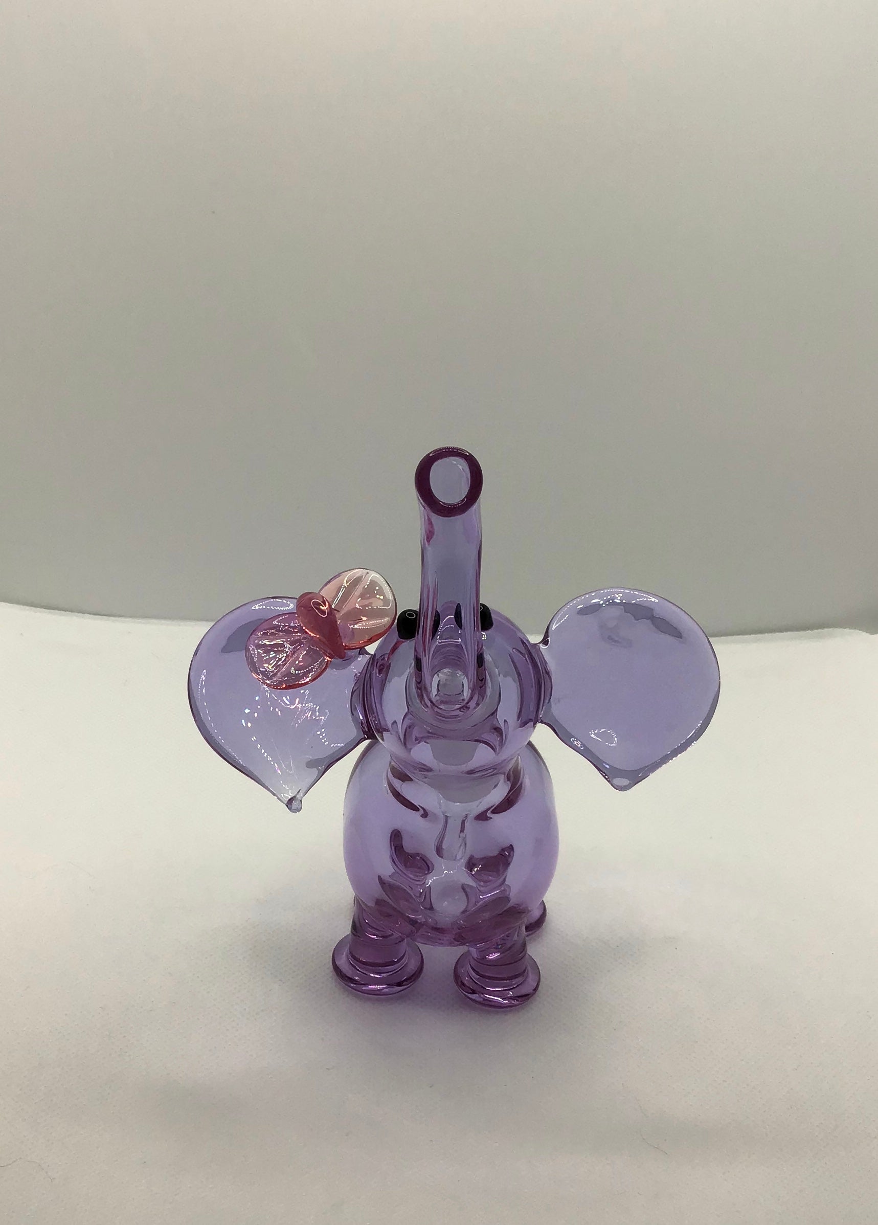 10mm Gemini Mini Elephant with wisteria bow set by Flame Princess Glass