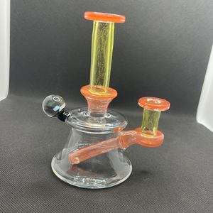 Sriracha/lemon drop 10 mm mini tube with matching cap by  Ex Nihilo Glass