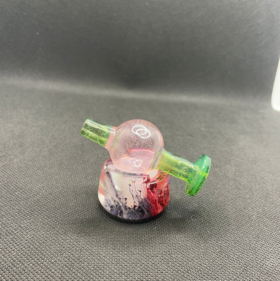 Sea slime/pink lollipop mini tube 10mm with matching cap by  Ex Nihilo Glass