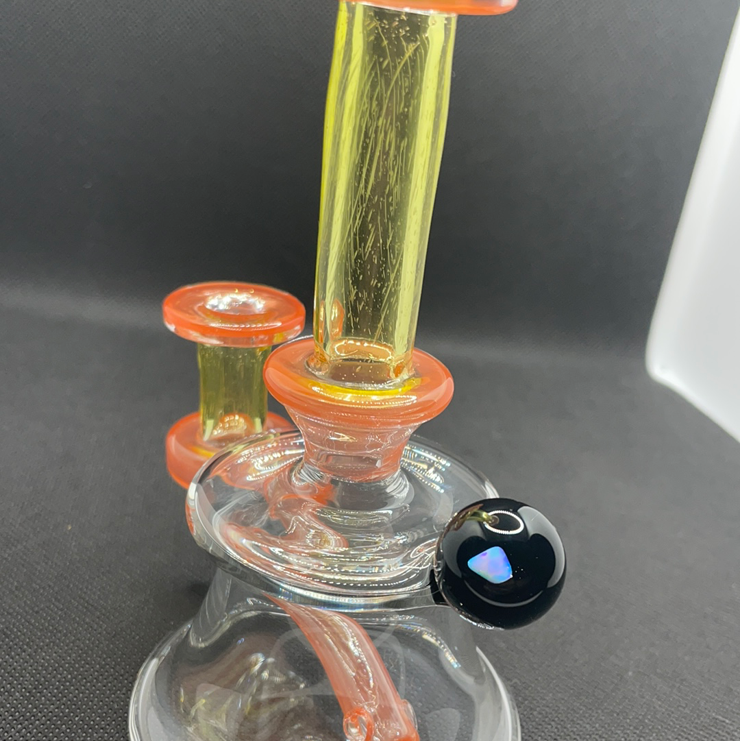 Sriracha/lemon drop 10 mm mini tube with matching cap by  Ex Nihilo Glass