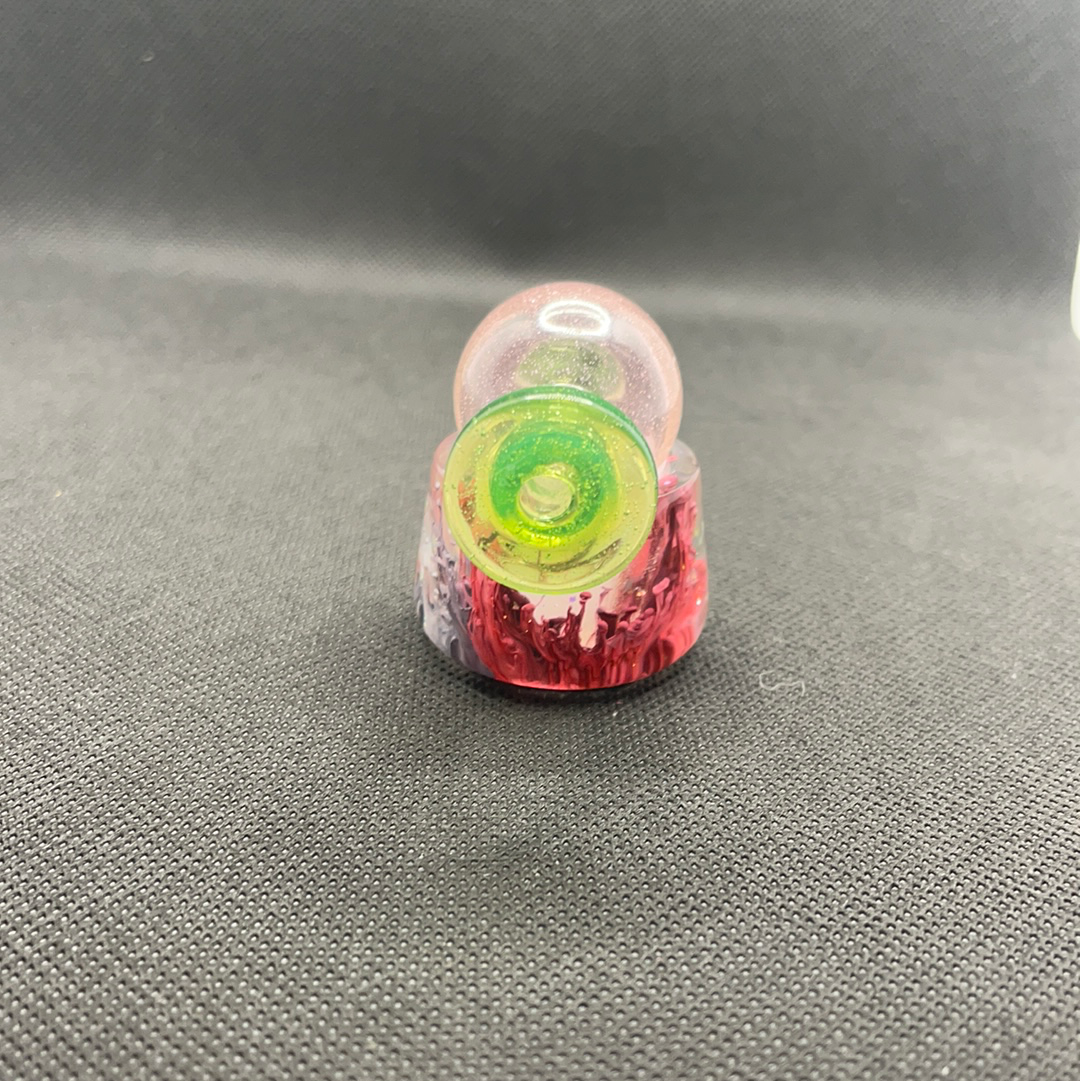 Sea slime/pink lollipop mini tube 10mm with matching cap by  Ex Nihilo Glass