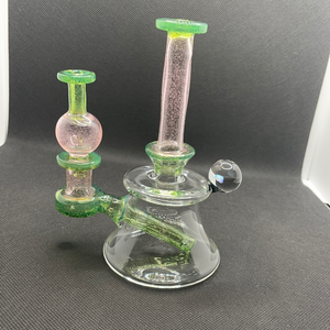 Sea slime/pink lollipop mini tube 10mm with matching cap by  Ex Nihilo Glass