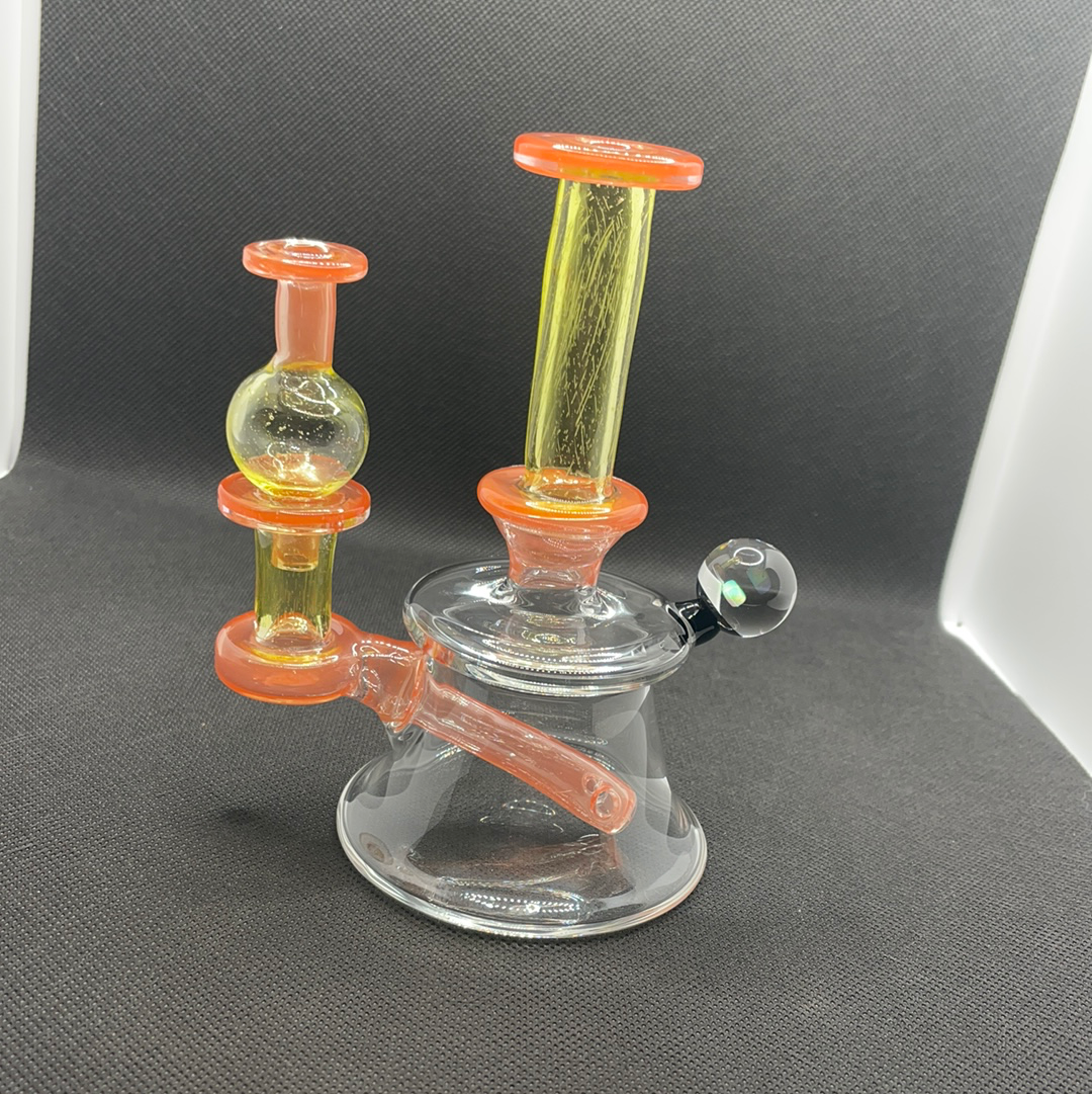 Sriracha/lemon drop 10 mm mini tube with matching cap by  Ex Nihilo Glass