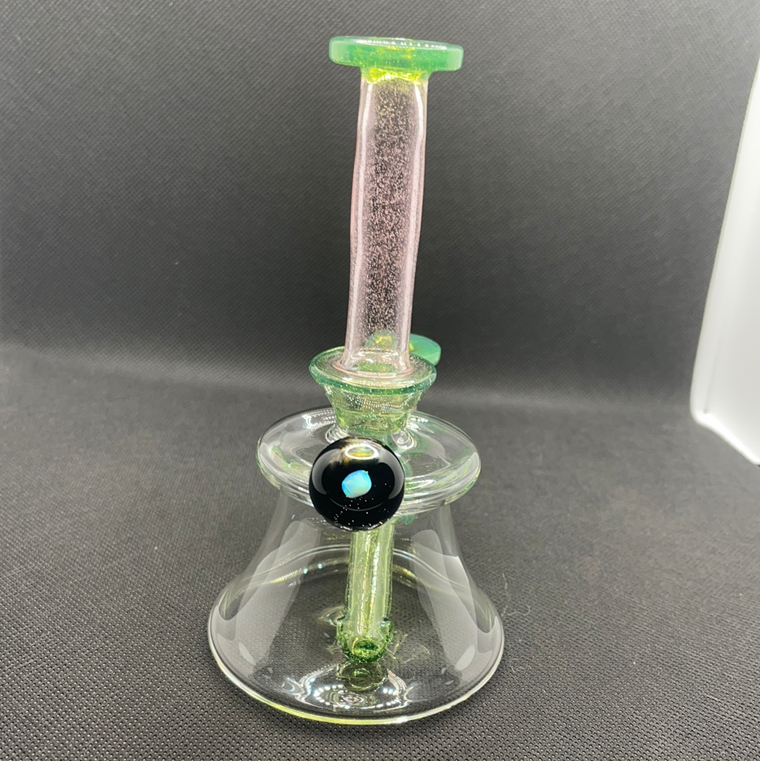 Sea slime/pink lollipop mini tube 10mm with matching cap by  Ex Nihilo Glass